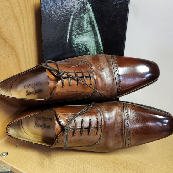 Magnanni \'Carlito\' Cap Toe Cognac Brown Leather Derby Shoes Men’s Size 13 M Box main image 9